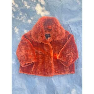 Terry Lewis Faux Fur Coat Womens 1X Orange Classic Luxuries bohemian nwot